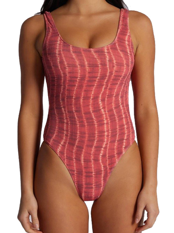 Woman One Piece Swimsuit in Pink Wave