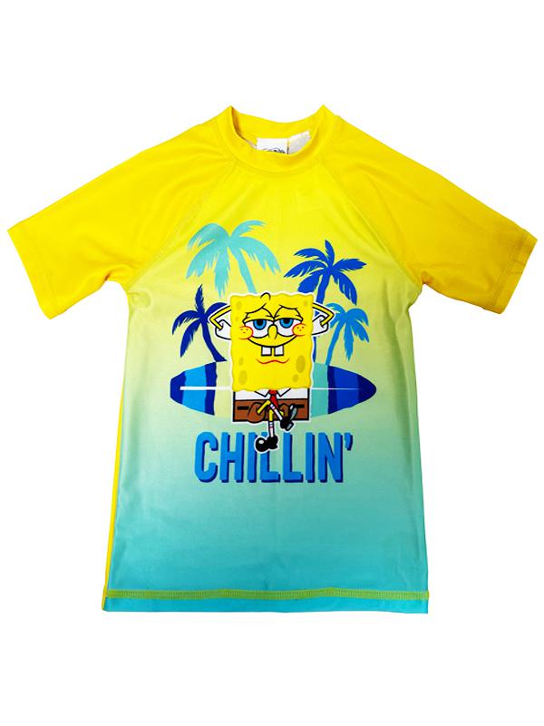 Boy Short Sleeve UV Rashguard Swim Top in Yellow