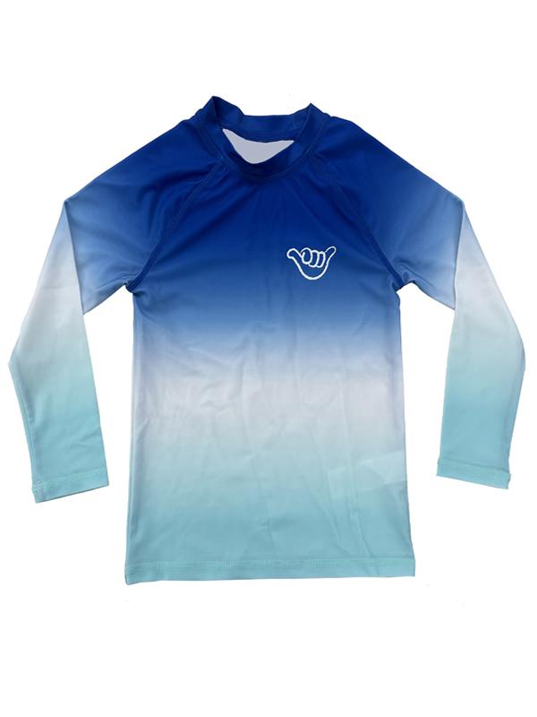 Boy Long Sleeve UV Rashguard Swim Top in Blue Gradient