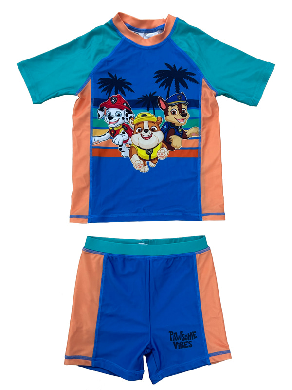 Boy Short Sleeve UV Rashguard Set with Shorts in Blue