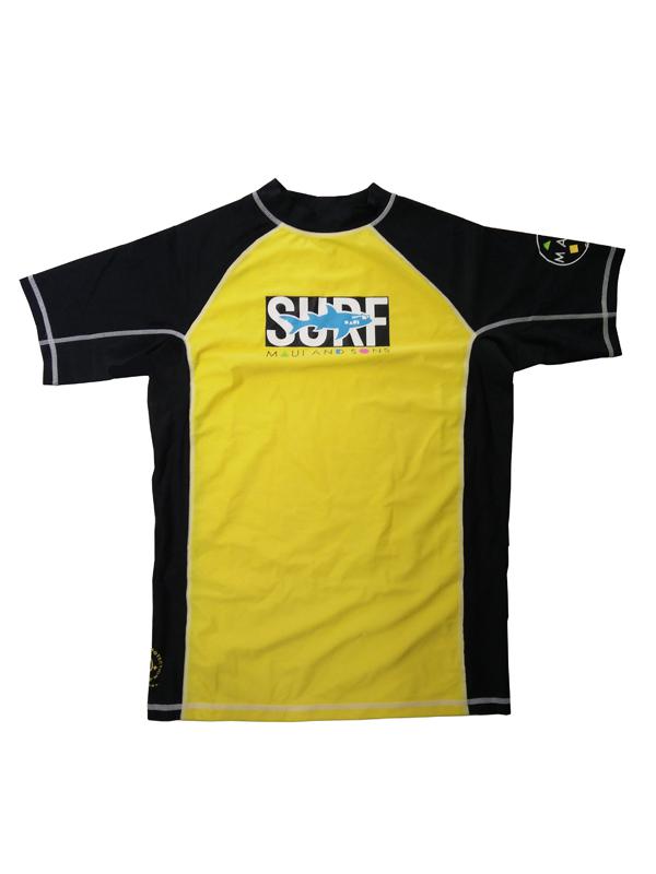 Men Short Sleeve UV Rashguard Swimwear in Yellow