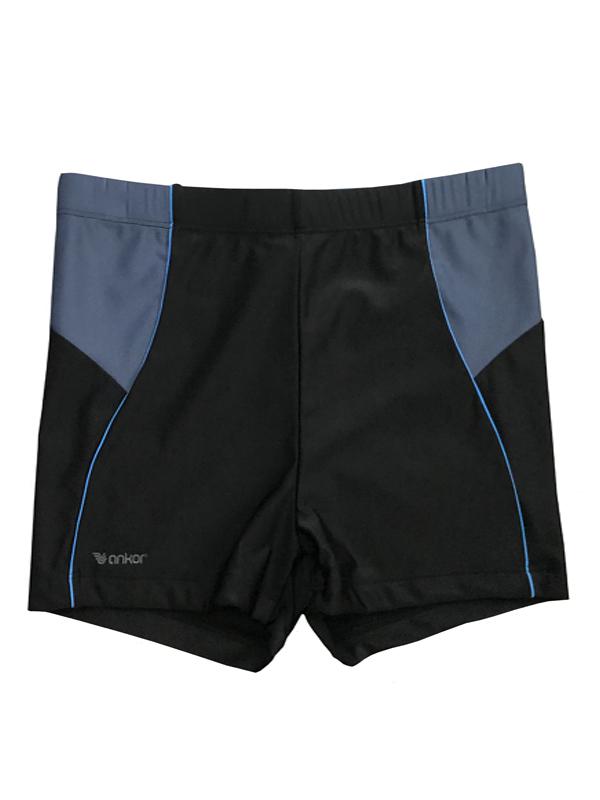 Men Swim Shorts with Contrast Panel in Black Grey