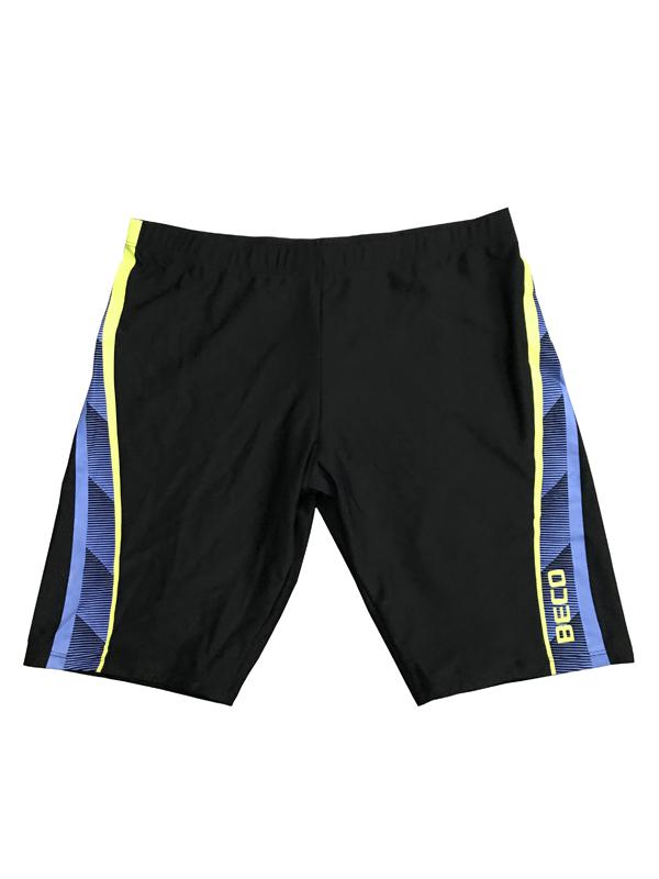Men Knee Length Swim Shorts in Black with Printed Panel