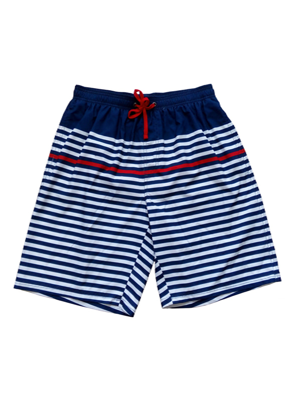 Men Swim Short in Small Stripe Print with Pockets