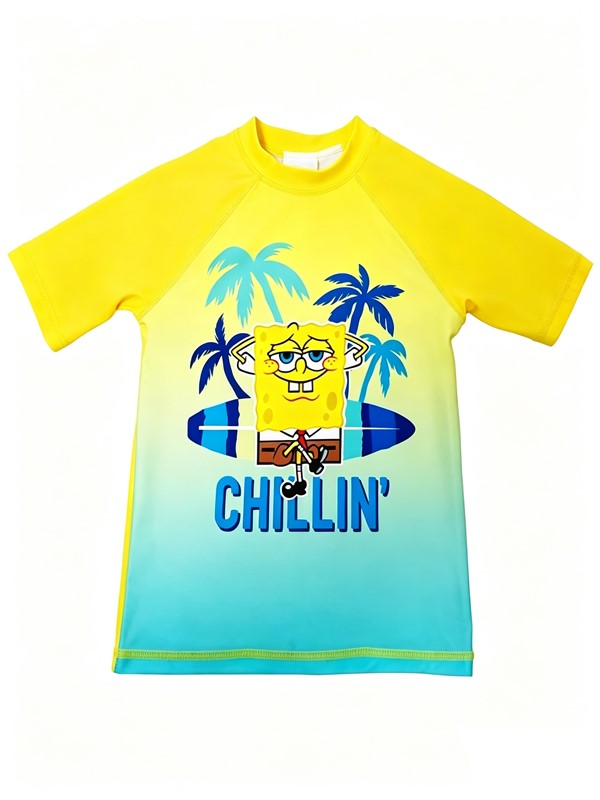 Boy Short Sleeve UV Rashguard Swim Top in Yellow