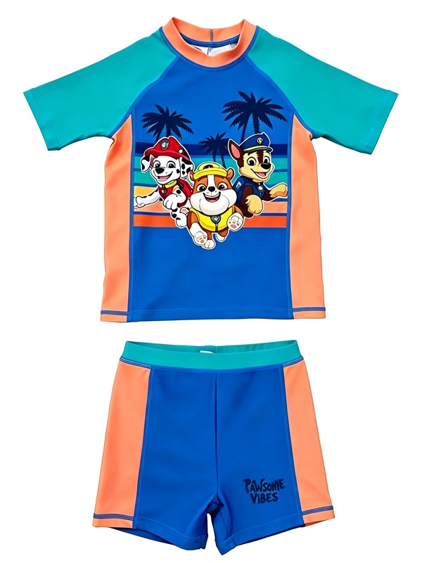 Boy Short Sleeve UV Rashguard Set with Shorts in Blue