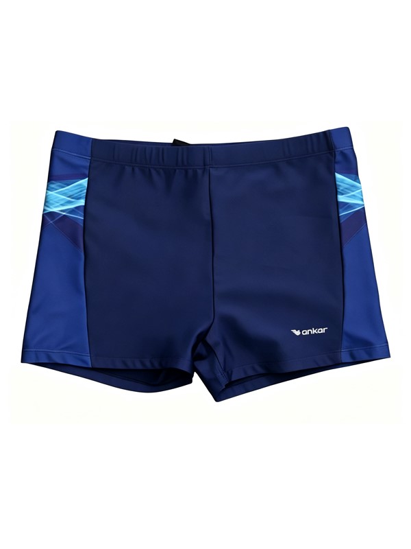 Men Swim Shorts in Black with Printed Panel