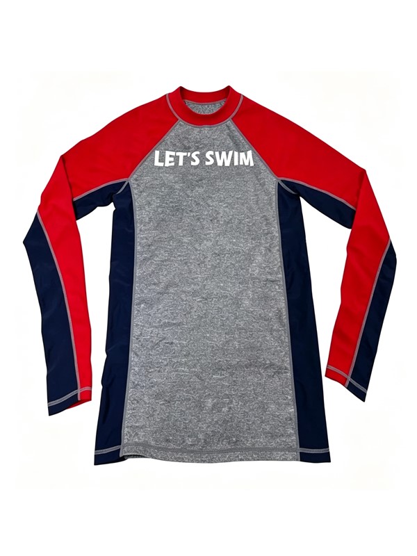 Men Long Sleeve UV Rashguard Swimwear in Marle Grey