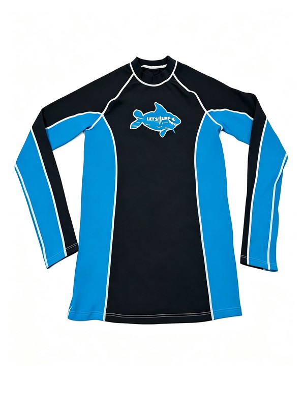 Men Long Sleeve UV Rashguard Swimwear in Black