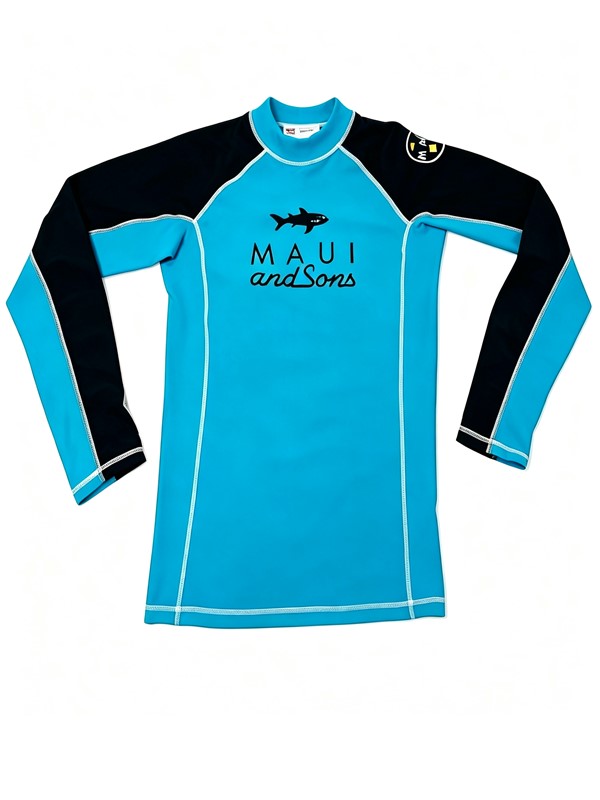 Men Long Sleeve UV Rashguard Swimwear in Sky Blue